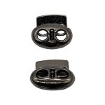 Фиксатор (зажим) для шнура металл плоский 2 отв. 17х15.5 мм, ⌀4,5 мм, 4 шт, металл, Hobby&Pro, чер.никель