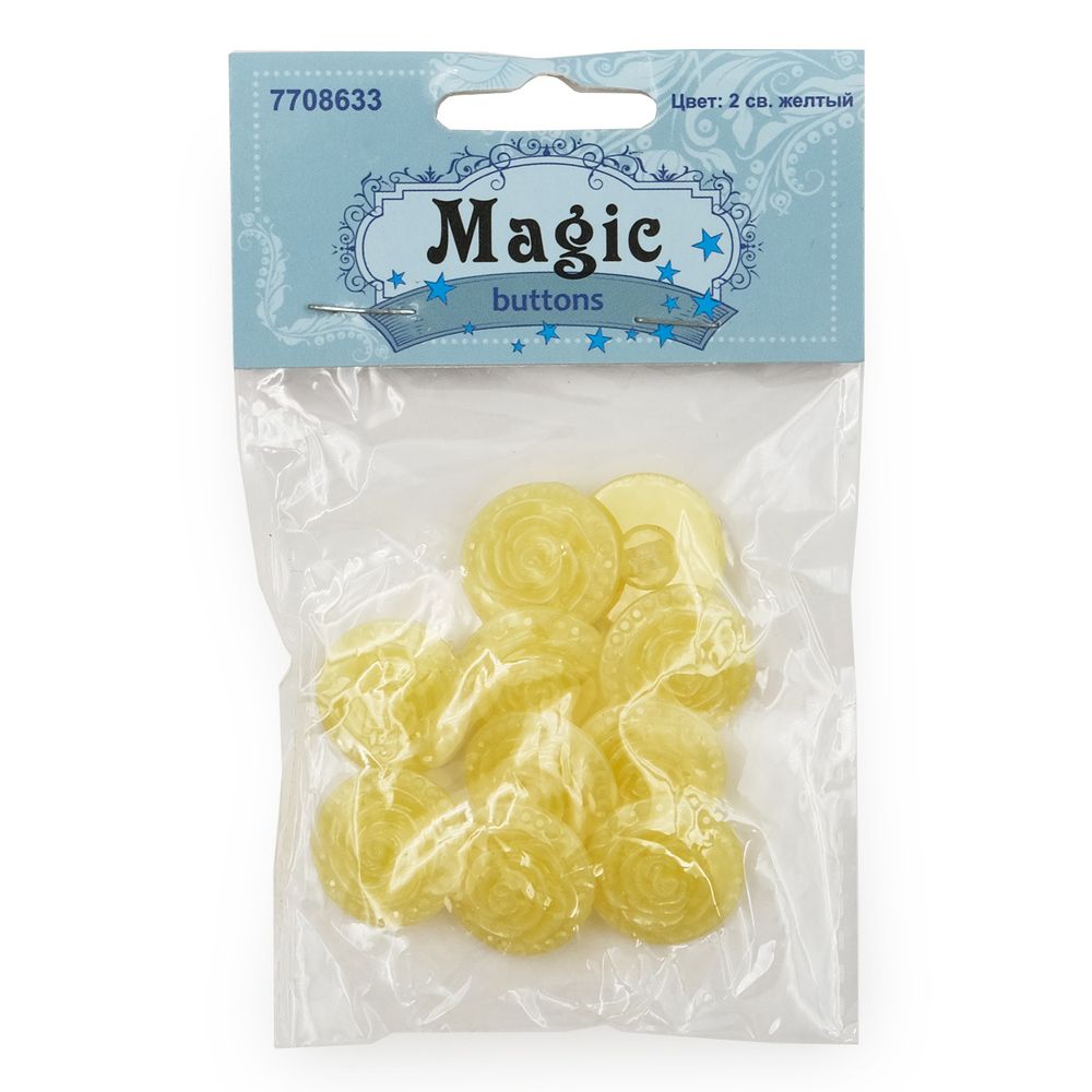 Пуговицы на ножке Розочки, 10 шт (2 св.желтый)