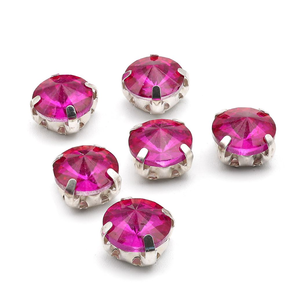 Хрустальные стразы в цапах круглой формы, фуксия 8 мм, 10 шт. Astra&Craft, РЦ009НН8