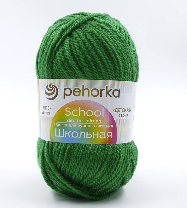 Пряжа Пехорка Школьная / уп.5 мот. по 50 г, 150 м, цв.192 зелень