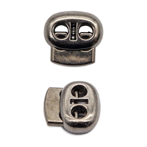 Фиксатор (зажим) для шнура пластик 2 отв., ⌀4.0 мм, 17х16 мм, плоский, под металл (черный никель), 200 шт