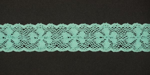 Кружево вязаное (тесьма) 27 мм, цв.мятный, Alfa, 25 метров, AF-389-075