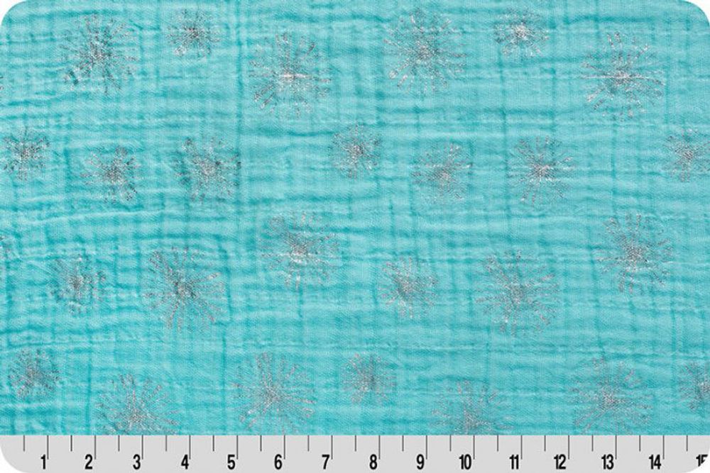 Ткань для пэчворка Peppy Embrace Metallic (марлевка), отрез 100х125 см, 120 г/м², emmmake a wish saltwater/silver, Shannon Fabrics