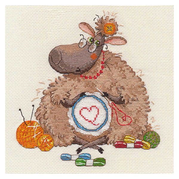 Набор для вышивания нитками Овен 1466, Овечка Глаша 16х17 см
