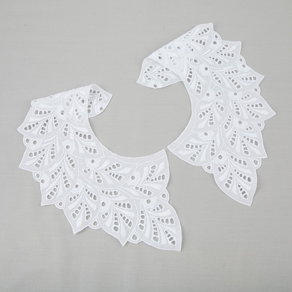 Пришивной кружевной воротник шитьё 120 мм, 5 пар Турция, белый, Gamma VYEM-28-02