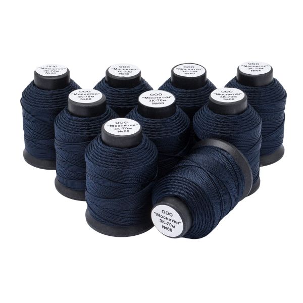 Нитки капроновые 3К 70м, 60 темно-синий, 9 катушек