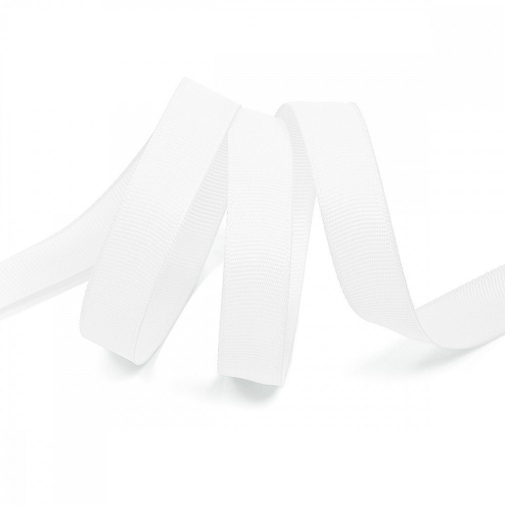 Лента репсовая (в рубчик) 15.0 мм, цв. 029 белый For Hobby, уп. 22.86м (±1м)