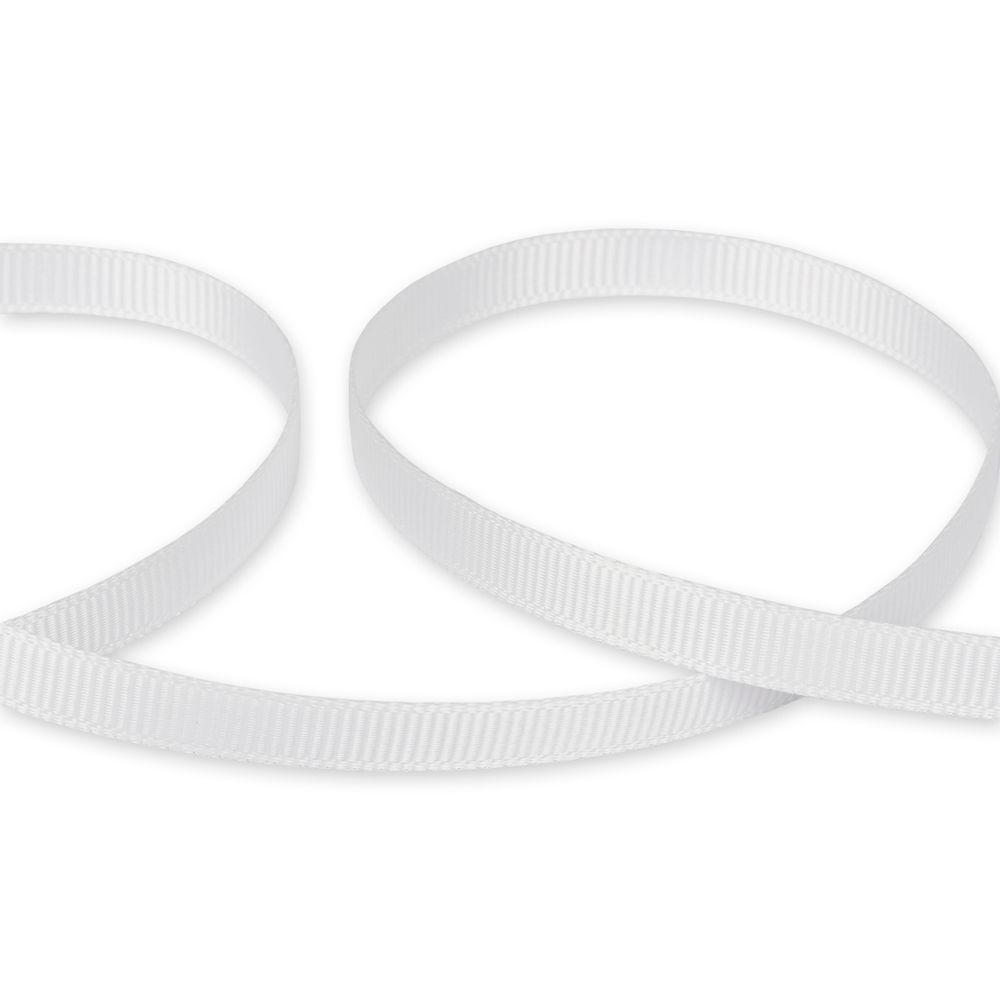 Лента репсовая (в рубчик) 6.0 мм / 45.5 метра, 002 гр. белый, Gamma GR-06