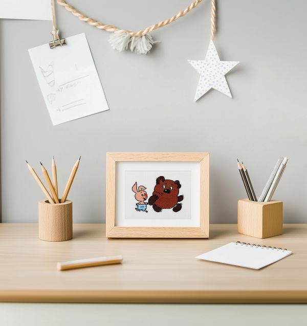 Набор для вышивания нитками Klart, Союзмультфильм. Винни Пух и Пятачок, 14.5х11.5 см