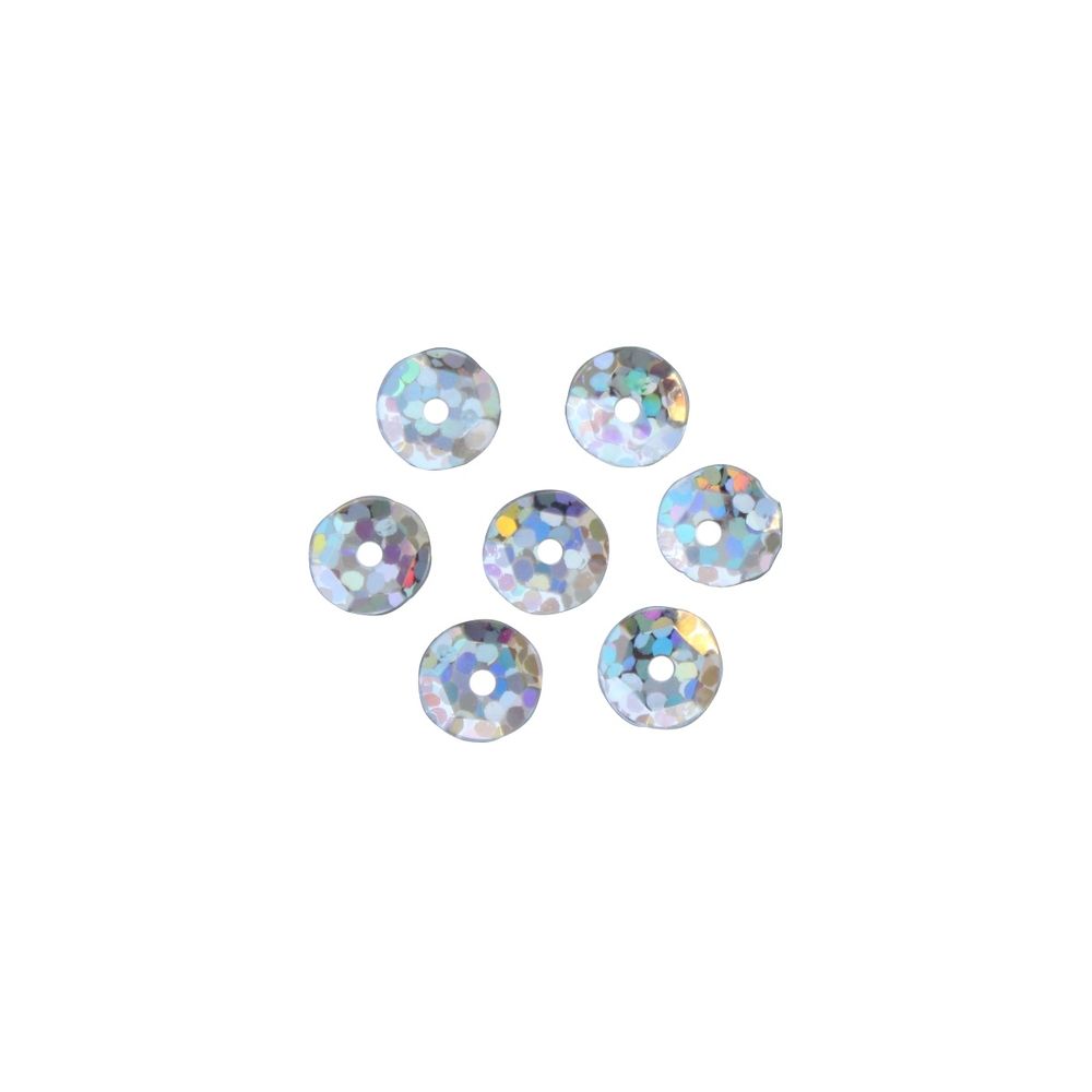 Пайетки граненые 6 мм, упак. 10 гр, Астра, 50112 серебро голограмма, уп.10 шт