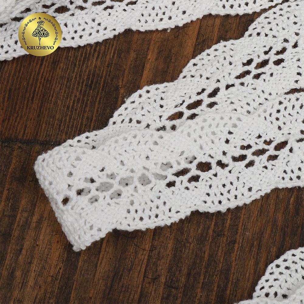 Кружево вязаное (тесьма) 30 мм / 10 метров, 5819 цв.02 белый, Kruzhevo