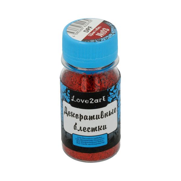 Блестки декоративные 1.5х0.2 мм, 60 г (4х15 г), 03 красный, Love2art DPF