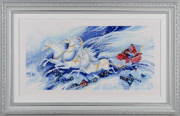 Набор для вышивания нитками Риолис, Тройка мчится 55х30 см