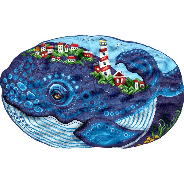 Набор для вышивания нитками Panna, Подушка Кит, 43х28,5 см