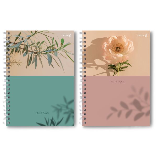 Тетрадь ученическая общая, A4 96 л. на гребне 65 г/м², белизна 100 %, 4 шт, клетка, 01245 Цветочные мотивы, Светоч Т129