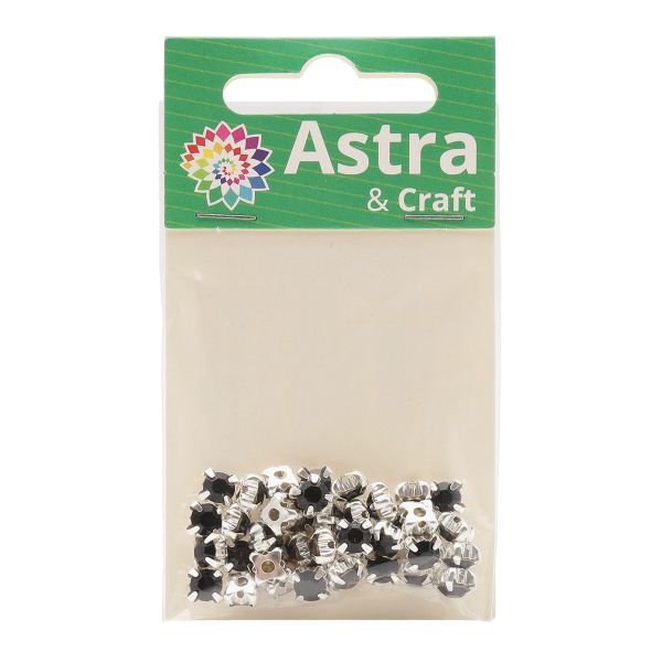 Хрустальные стразы в цапах/серебро, 6мм, 40 шт/упак, Astra&Craft (38 черный), 4AR169/176