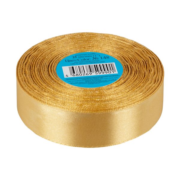 Лента атласная 1-сторонняя 25.0 мм / 33±2 метра, 148 горчичный, Gamma