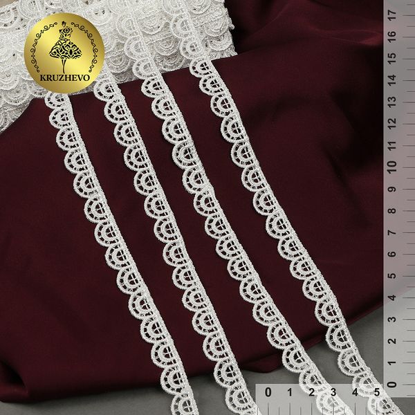 Кружево гипюр (плетёное) 10 мм, TBY.C0334, теплый белый, 13.71м, Kruzhevo
