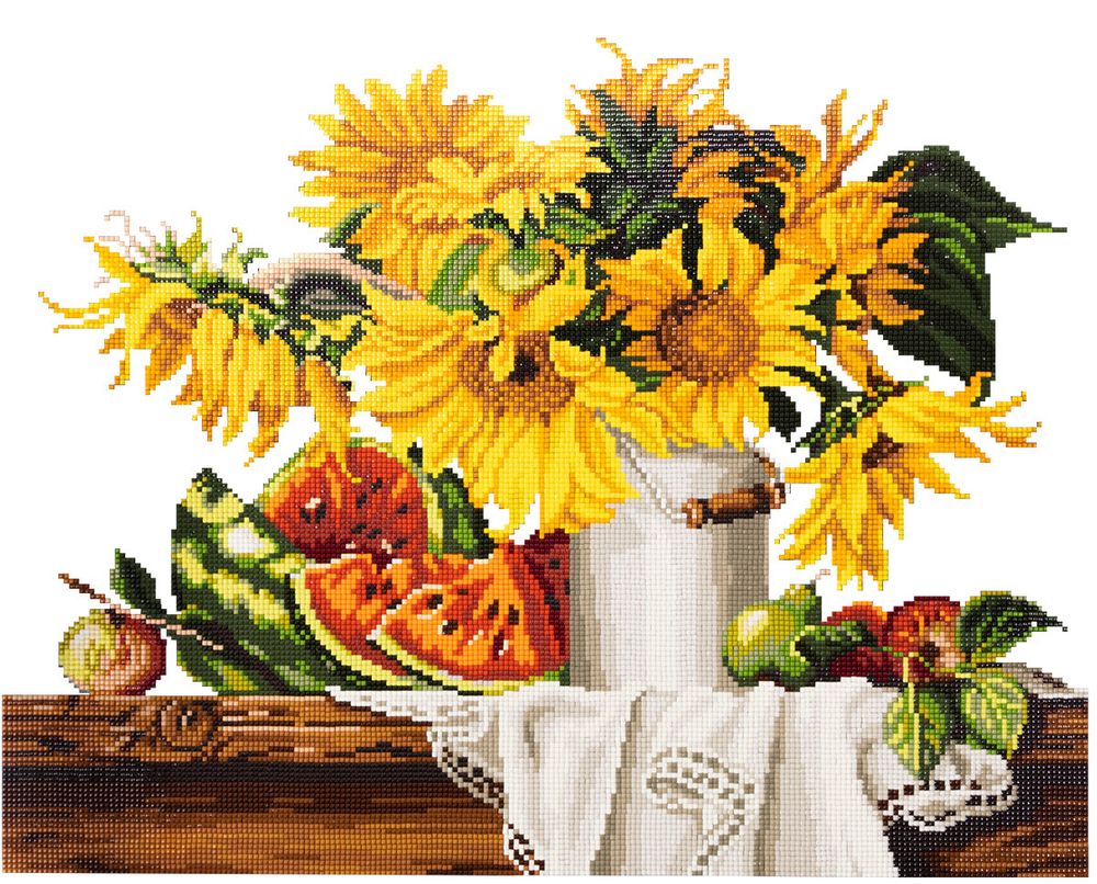 Алмазная (кристальная) мозаика Фрея, на подрамнике Натюрморт с арбузом, 50х40 см