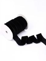 Лента бархатная (тесьма) эластичная 38.0 мм / 20±1 метров, нейлон, черный