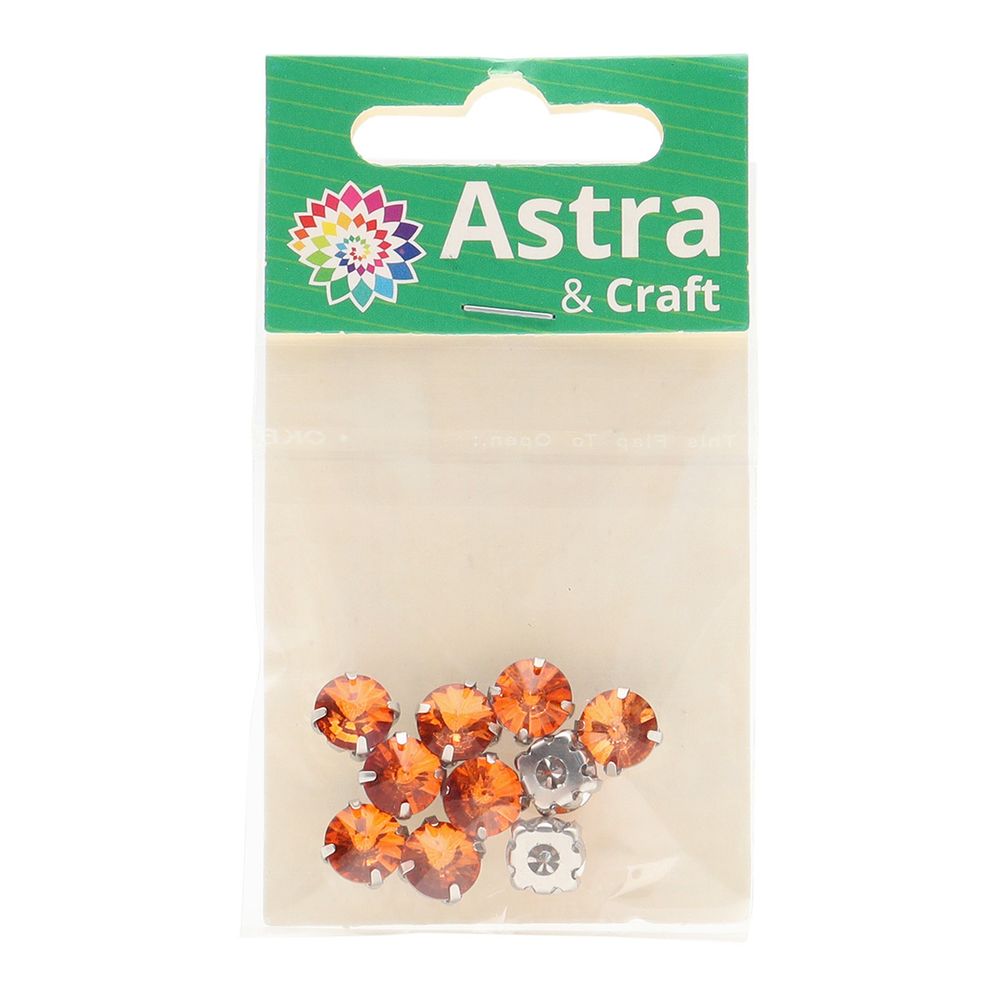 Хрустальные стразы в цапах круглой формы, рыжий 8 мм, 10 шт. Astra&Craft, РЦ006НН8