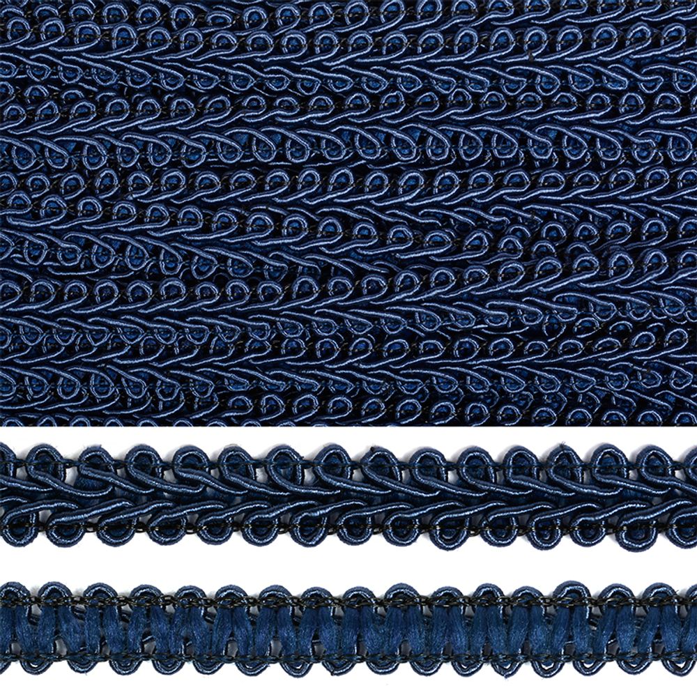 Тесьма в стиле шанель плетеная 12 мм 0384-0016 F330 т.синий уп. 18.28м