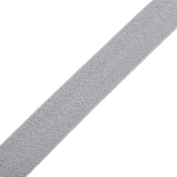 Резинка декоративная металлик 24.0 мм / 25 метров, белый/серебро, S090300