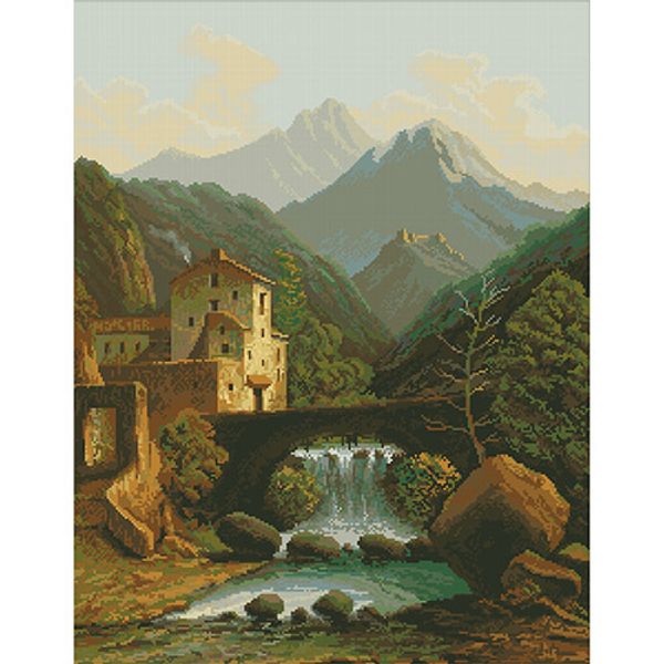 Набор для вышивания нитками Нитекс, Замок в горах 46х60 см, 7700724