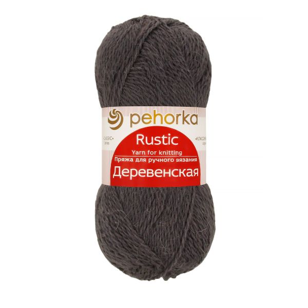 Пряжа Пехорка Деревенская / уп.10 мот. по 100 г, 250 м, цв.035 маренго (т.серый)