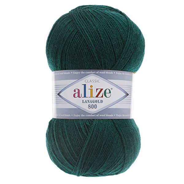 Пряжа Alize (Ализе) Lana Gold 800 / уп.5 мот. по 100 г, 730 м, 426 темно-зеленый