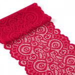 Кружево бельевое эластичное 180 мм / 3 м, TBY.L1351, цв.18-1750 карминовый красный, Kruzhevo