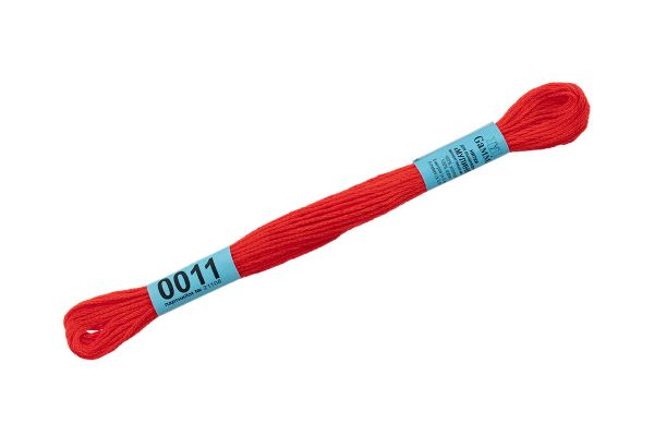 Мулине Gamma 100% хлопок, цв.0011 оранжево-красный, 24 мотка по 8 метров