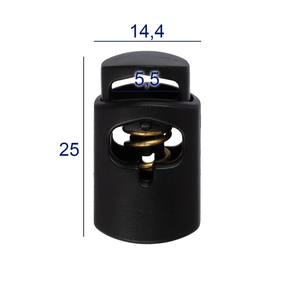 Фиксатор (зажим) для шнура пластик 1 отв., ⌀5.5 мм, 24 шт, №01 черный, Micron A 2297L