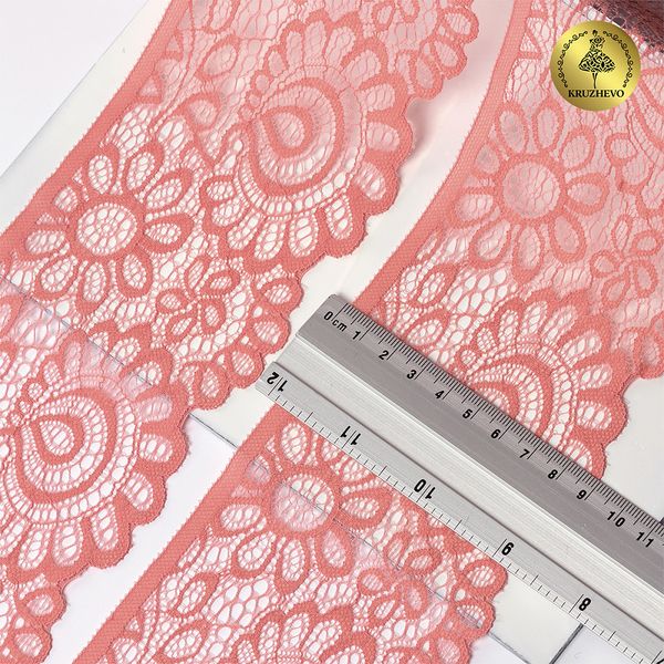 Кружево эластичное (стрейч) 90 мм, YSTL00839/N, цв.F154 розовый персик уп.25м, Kruzhevo