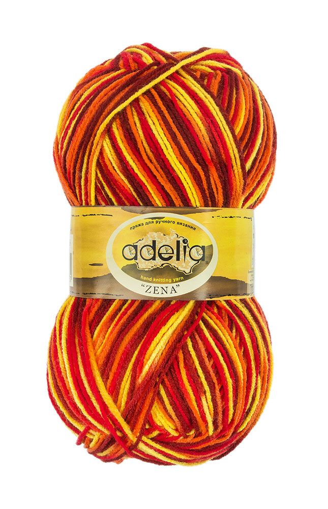 Пряжа Adelia Zena / уп.5 мот. по 100г, 308м, 69 желтый-красный-оранжевый