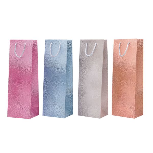 Набор подарочных пакетов под бутылку Пастельный микс 12х36х9 см, 210 г/м², 4 шт