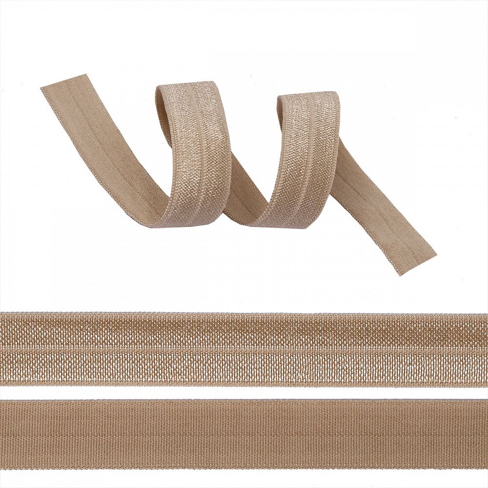 Резинка бельевая (окантовочная) блестящая 15.0 мм / 1000 метров, бежевый капучино S573