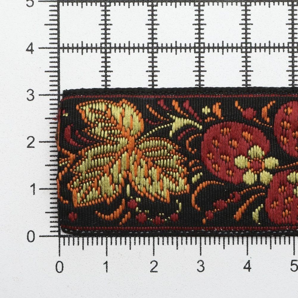 Лента (тесьма) жаккардовая 32.0 мм / 25±1 метров, рис. 9420 Клубничка, (черный) С1853Г17