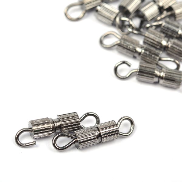 Замок винтовой для бус арт.MH.11191-3 цв.черный никель 8х3мм уп.50 шт