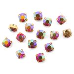 Хрустальные стразы в цапах круглые (золото) красный (с покрытием) 6х6мм, 15 шт/упак. Astra&Craft, ЗЦ012ДС66