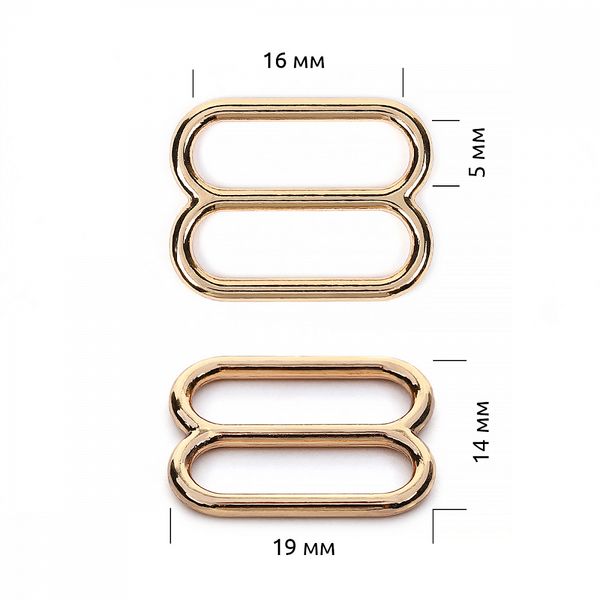 Рамки-регуляторы для купальника металл 16.0 мм, 816C.SW цв.золото, уп.100 шт