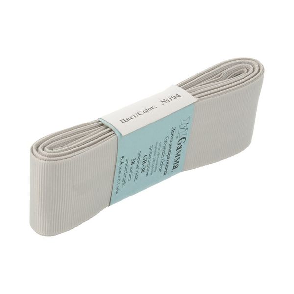 Лента репсовая нарезка 38.0 мм / 5 шт по 5.4 метра, 104 св.серый, Gamma GR-38