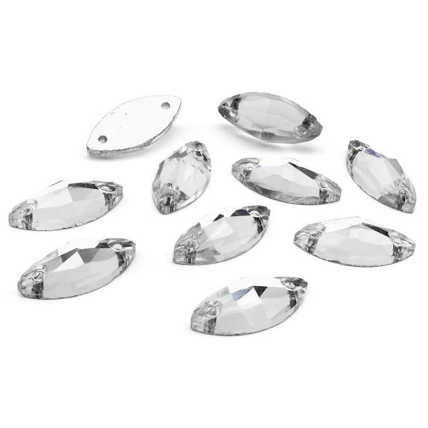 Хрустальные стразы миндаль белый(без покрытия) 7х15мм, 10 штук Astra&Craft, МИ001НН715