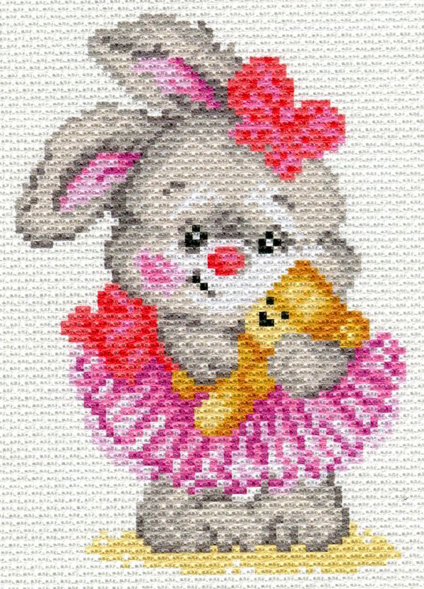 Набор для вышивания нитками Матренин Посад, Зайка -малышка 16х20