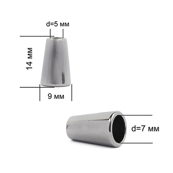 Наконечник для шнура металл 13.8х9 мм, цв.никель черный, уп. 100 шт