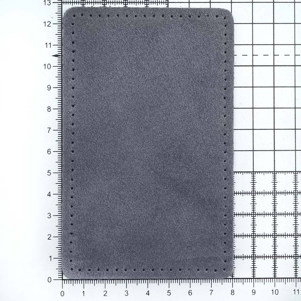 Заплатки пришивные из замши, прямоугольник 8х12,7см с перфорацией, 2 шт, 100% кожа, 26 серый, 59123