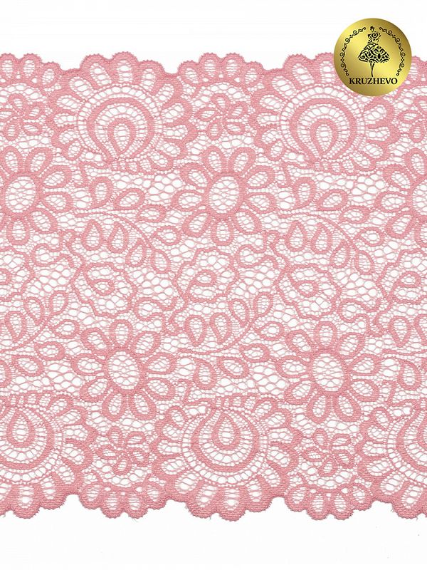 Кружево бельевое эластичное 180 мм / 3 метра, TBY.YSTL00839, цв.134 розовый