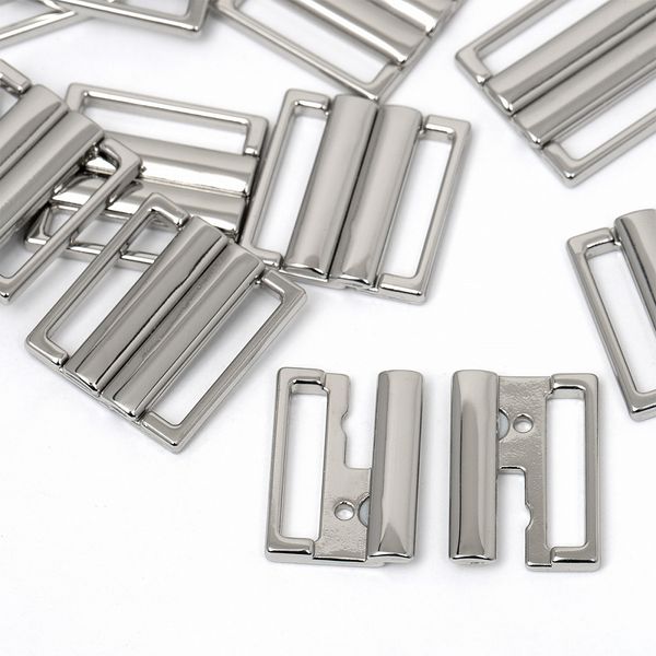 Пряжка-застежка для купальников металл 20.0 мм, 120SW, цв.никель уп.10 шт