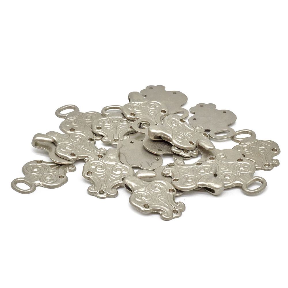 Крючки пришивные декоративные 50х19 мм, металл, серебро, 10 шт, BIG