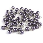 Пуговицы на ножке Жемчужина со стразами 8мм (сиреневый/серебро), 50 шт